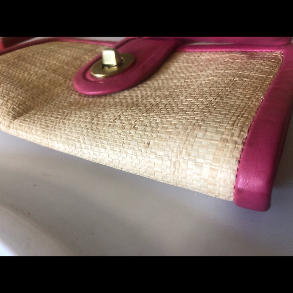 Authentic Coach Park Leather Clutch in pink/ straw - Picture 4 of 7